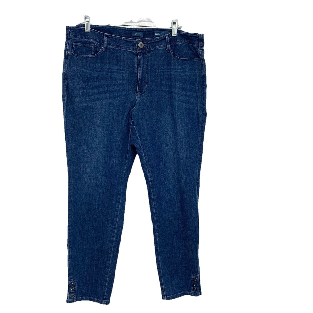 J Jill Denim Slim Ankle Jeans Woman 16 Blue Stretch Ankle Snaps Casual Work